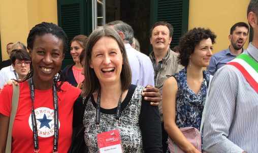Sandra Becker und Mpoh Sello auf der Wikimania 2016 in Esino Lario, Italien. Foto: Medea7 Lizenz: CC-BY-SA-4.0